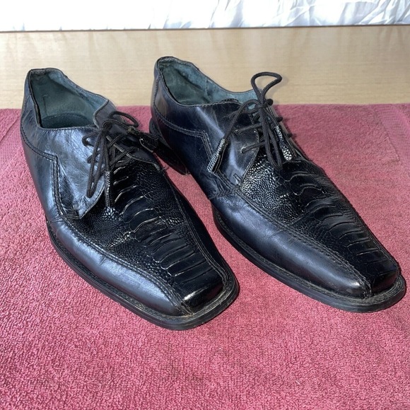 Giorgio Brutini Black Leather Alligator Tassel‎ Lace Men's Shoes Size 11M - Picture 1 of 9